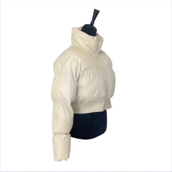 Cream Cropped Puffer Bomber - Picture 4 of 5
